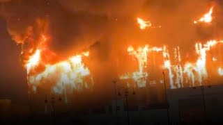 Huge fire engulfs police facility in Egypts Ismailia [upl. by Aramen410]