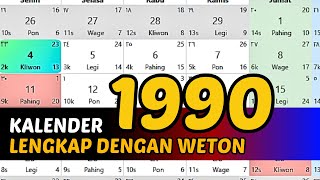 KALENDER 1990 LENGKAP DENGAN WETON [upl. by Eisor]