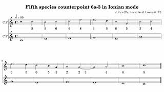 Fifth Species Counterpoint for two voices in Ionian mode [upl. by Ennahoj]