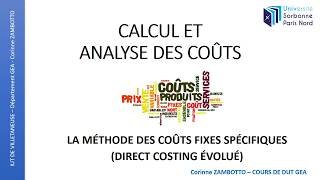 Cours calcul de coûts  Méthode des coûts fixes spécifiques [upl. by Amlas]