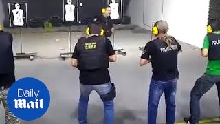 Police instructor risks life by DODGING BULLETS ON GUN RANGE [upl. by Ahsiuqet703]