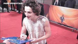 Timothee Chalamet speaks french with fans  Paris 1 december 2023 Avant Premiere Wonka [upl. by Ellierim]