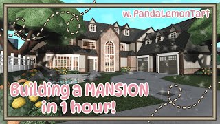 Building a MANSION in 1 HOUR 😨⌛ with PandaLemonTart  Bloxburg Challenge [upl. by Ellitnahc]