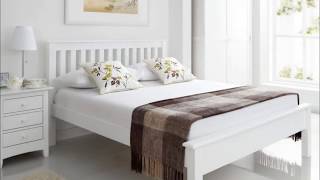 White Wooden Double Bed Frame with Mattress Designs [upl. by Kennith282]