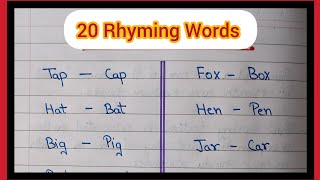 20 Rhyming Words in English Rhyming Words 20 in English Rhyming Words Easy Rhyming Words [upl. by Anoif]