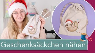 Schnelle Geschenkbeutel nähen für Weihnachten [upl. by Eimaraj]