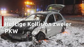 Heftige Kollision zweier PKW in Ohlsdorf sorgte für Einsatz von drei Feuerwehren [upl. by Ianthe926]