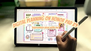 September plan with me  Digital planning on Honor Pad X9 [upl. by Wymore]