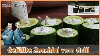 Gefüllte Zucchini  Vegetarisch grillen  Fingerfood vom Grill [upl. by Eelitan]