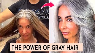 Going Gray Heres How to Rock It Like a Boss  9 Gray Hair Transformation [upl. by Lonee734]