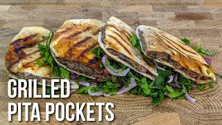 Easy grilled meat Pita Pockets  Lebanese Arayes with a spiced meat filling [upl. by Suirradal]