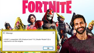 A D3D11compatible GPU Feature Level 110 Shader Model 50 is required to run the engine Fornite [upl. by Mian]