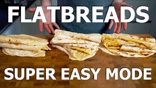 3 SUPER EASY And Delicious Flatbread Recipes Everyone Should Know How To Make No Oven  No Yeast [upl. by Ahsikel]