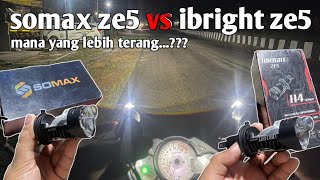 Perbandingan mini projie ibright ze5 amp somax ze5 led laser h4 mini projie [upl. by Tryck]