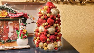 How to make a Christmas Ornament Ball Tree DIY Easy Affordable Decor for your Home this Christmas [upl. by Acirretal]