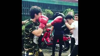 Jimuel Pacquiao warm up before fight properboxing personaltrainer [upl. by Tellford]