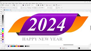 How to Make 2024 Ribbon Design Basic CorelDraw in Hindi [upl. by Ahtael]