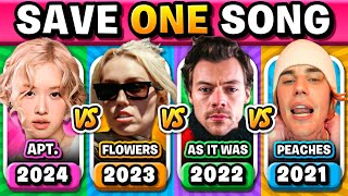 SAVE ONE SONG 2024 vs 2023 vs 2022 vs 2021 🎵🔥Music Quiz [upl. by Nibor]