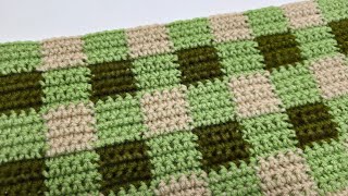 Crochet Easy Gingham Stitch For Blankets Scarfs and More [upl. by Adehsor]