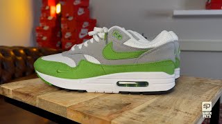 NIKE AIR MAX 1 PATTA “CHLOROPHYLL”  DETAIL SHOTS 🔎  REVIEW 🏆 patta sneakerreview unboxing [upl. by Lamphere459]