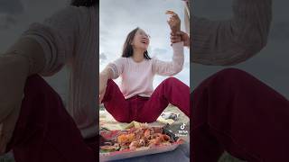 🇯🇵 Girl Eating Shrimpy japan japanese japanesefood beach vlog funny couple [upl. by Atinet]