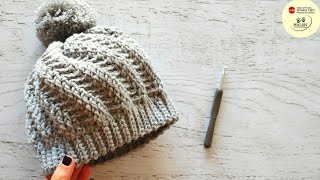 Gorro Twist en crochet para toda la familia Punto elástico crochet ganchillo gorrotejido Malen [upl. by Devondra348]