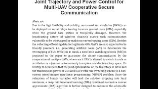 Dynamic Role Switching Scheme With Joint Trajectory and Power Control for Multi UAV Cooperative Secu [upl. by Hertzfeld]