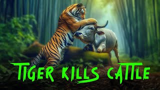 Tiger killed two cattle in Bandhavgarh Tiger Reserve  4K Video Hindi  हिन्दी [upl. by Kcirde]