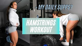 INTENSE HAMSTRINGS workout gym  WHAT SUPPS DO I TAKE [upl. by Lledo]