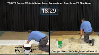 TORLYS Everest XP  Installation Speed Comparison Glue Down VS Glue Down [upl. by Eiznek]