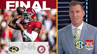 ESPN quotBreaking Downquot Jalen Milroe explodes Defense perfect as Alabama DESTROY Missouri 340 [upl. by Eecrad]