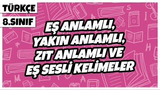 8 Sınıf Türkçe  Eş Anlamlı Yakın Anlamlı Zıt Anlamlı Ve Eş Sesli Kelimeler  2022 [upl. by Sheya]