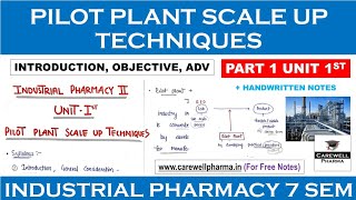 Introduction  Pilot plant scale up techniques  Industrial pharmacy 7th Semester Carewell pharma [upl. by Anitra]