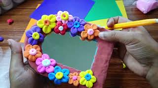 How to DIY clay photo frame🙂😁🖌️ unique photo frame clay crafts claybeads claycrafts [upl. by Acirtal]