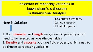 Selection of repeating variable in Buckinghams Pi Theorem Dimensional Analysis [upl. by Ayna304]