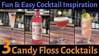 3 Fun amp Easy CANDY FLOSS COCKTAILS  with Monin Cotton Candy [upl. by Yrram]