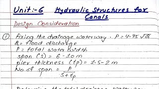 Unit6  Hydraulic Structure for Canal  Design Steps of Cross Drainage Structure  Prashant YT [upl. by Kanter]