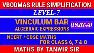 Vinculum Bodmas Algebra  Vinculum Bar Algebraic Expressions  PartA vinculum [upl. by Ernaldus]