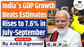 India remains FastestGrowing Major Economy Q2 GDP Growth  UPSC GS3 [upl. by Artened]