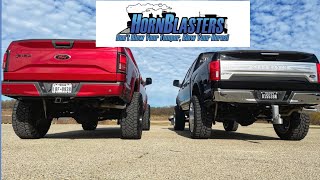 HornBlasters SOUND OFF 244 Nightmare Edition vs Conductor Special 2485k Spare Tire Delete [upl. by Dorkas186]