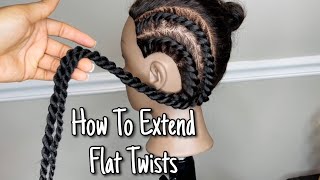 How To Add Braiding Hair To Flat Twists To Extend Length [upl. by Hagep]