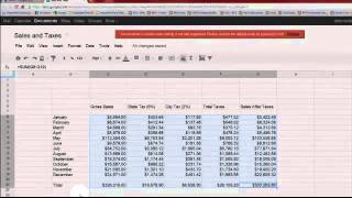 Using Google Docs Spreadsheet  Sales and Taxes [upl. by Ploch6]