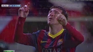 Sevilla vs Barcelona 14 All Goals amp Highlights 09022014 Messi Show [upl. by Anwahsad]