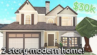 30k Modern Bloxburg House Build 2 Story Tutorial [upl. by Elleirbag728]