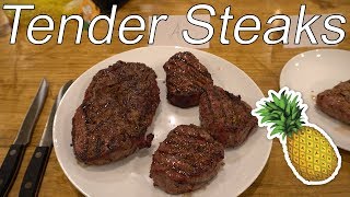 How to Grill Tender Steaks Pineapple Meat Tenderizer Test [upl. by Daugherty]