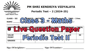 KV PT 2 QUESTION PAPER CLASS 3 MATHS  class3maths mathsmela pt2exam pt2 kv [upl. by Arahk211]