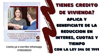 🔴Reducción de crédito Hipotecario ley 54699 Ley de Vivienda Crédito de Vivienda [upl. by Akema]