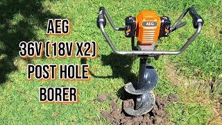 Battery Powered AEG Post Hole Borer Can it Drill Holes up to 300mm 12quot in Diameter [upl. by Acenahs239]