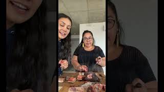 Raw caribou meat and raw beluga whale w my mom [upl. by Wiatt839]