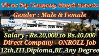 SL Lumax amp TATA Electronics  Job vacancy in Chennai 2023 today  Jobs in Chennai Coimbatore amp Hosur [upl. by Spencer]